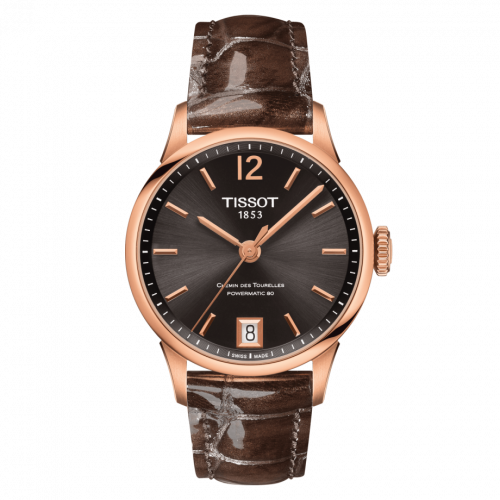 Tissot Chemin Des Tourelles Powermatic 80 32 Rose Gold PVD / Brown / Strap T099.207.36.447.00