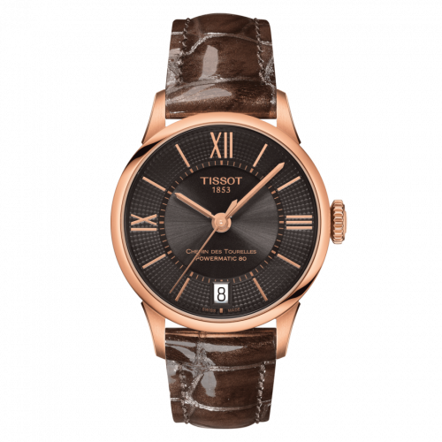 Tissot Chemin Des Tourelles Powermatic 80 32 Rose Gold PVD / Brown / Strap T099.207.36.448.00