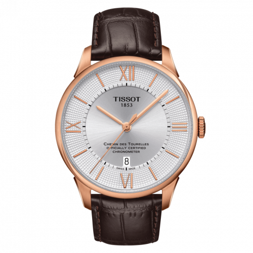 Tissot Chemin Des Tourelles Powermatic 80 COSC 42 Rose Gold PVD / Silver / Strap T099.408.36.038.00