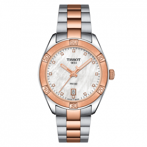 Tissot PR 100 Sport Chic 36 Stainless Steel / Rose Gold PVD / MOP / Bracelet T101.910.22.116.00