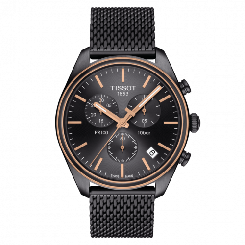 Tissot PR 100 Chronograph Quartz 41 PVD / Grey / Milanese T101.417.23.061.00