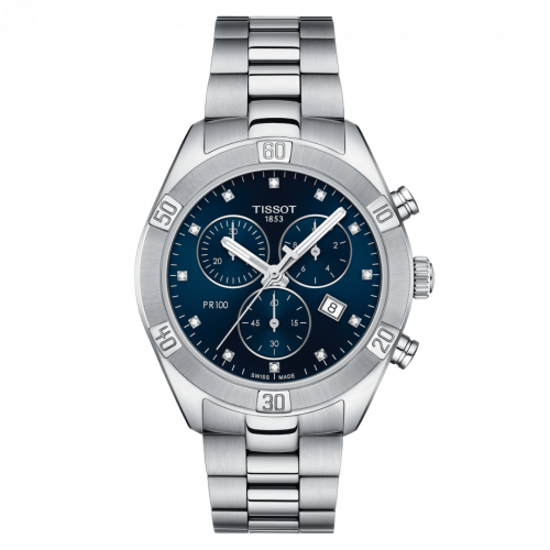Tissot PR 100 Sport Chic Chronograph 38 Stainless Steel / Blue / Bracelet T101.917.11.046.00