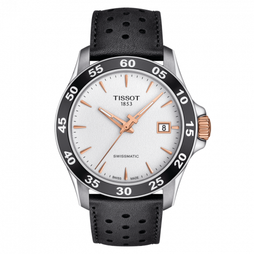 Tissot V8 Swissmatic 42.5 Stainless Steel / Rose Gold PVD / Silver / Strap T106.407.26.031.00
