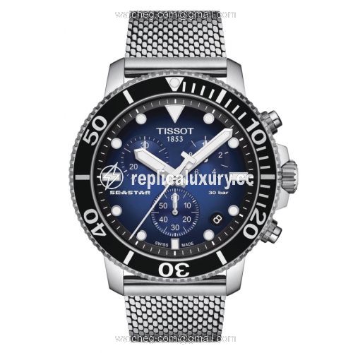 Tissot Seastar 1000 Chronograph Quartz 45.5 Stainless Steel / Gradient Blue / Mesh T120.417.11.041.02