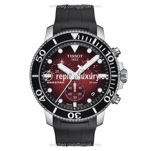 Tissot Seastar 1000 Chronograph Quartz 45.5 Stainless Steel / Gradient Red / Rubber T120.417.17.421.00
