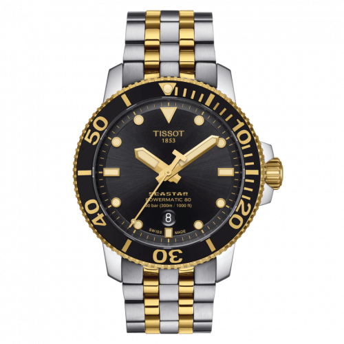 Tissot Seastar 1000 Powermatic 80 43 Stainless Steel / Yellow Gold PVD / Black / Bracelet T120.407.22.051.00