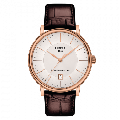 Tissot Carson Premium Powermatic 80 Rose Gold PVD / Silver / Strap T122.407.36.031.00