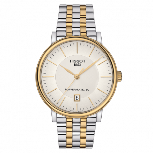Tissot Carson Premium Powermatic 80 Stainless Steel / Yellow Gold PVD / Silver / Bracelet T122.407.22.031.00