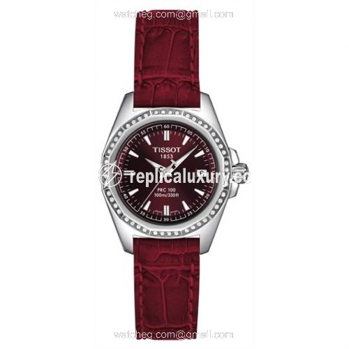 Tissot PRC 100 Quartz 29.7 Stainless Steel / Red / Strap T22.1.161.81