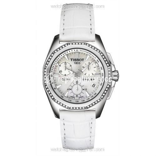 Tissot PRC 100 Chronograph Quartz 34.8 Stainless Steel / MOP / Strap T22.1.456.21