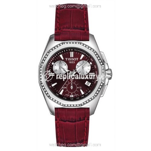 Tissot PRC 100 Chronograph Quartz 34.8 Stainless Steel / Red / Strap T22.1.466.81