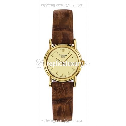 Tissot Carson Quartz 22 Yellow Gold / Champagne / Strap T71.3.130.21