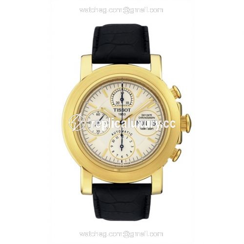 Tissot T-Lord Chronograph Automatic Yellow Gold / Silver / Strap T71.3.441.31