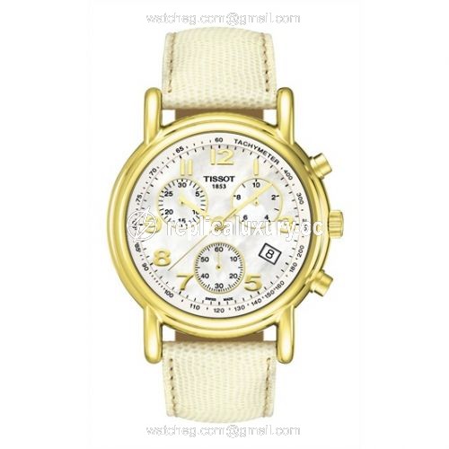 Tissot Carson Chronograph Quartz 39.7 Yellow Gold / MOP / Strap T71.3.442.72
