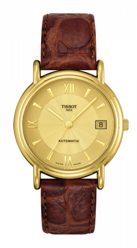 Tissot Carson Automatic 35.5 Yellow Gold / Champagne / Strap T71.3.464.24