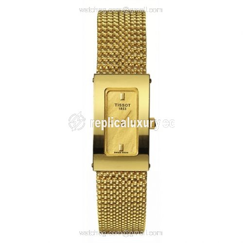 Tissot Bellflower Carree Yellow Gold / Champagne / Bracelet T73.3.322.21