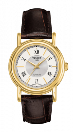 Tissot Carson Automatic 29.7 Yellow Gold / Silver / Strap T907.007.16.038.00