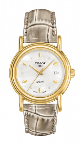 Tissot Carson Automatic 29.7 Yellow Gold / MOP / Alligator T907.007.16.106.00