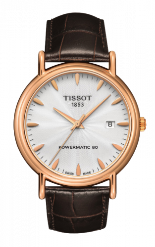 Tissot Carson Powermatic 80 40 Rose Gold / Silver / Strap T907.407.76.031.00