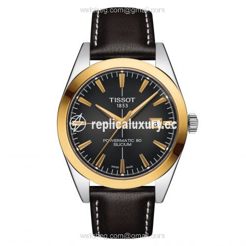 Tissot Gentleman Powermatic Stainless Steel / Yellow Gold / Grey / Strap T927.407.46.061.01