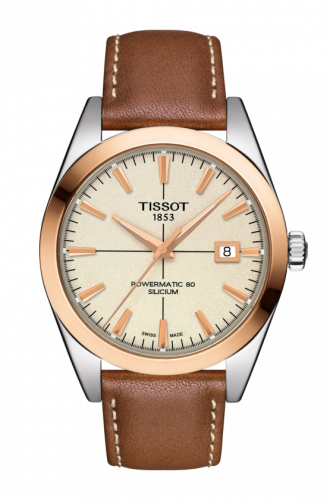 Tissot Gentleman Powermatic Stainless Steel / Red Gold / Cream / Strap T927.407.46.261.00