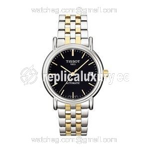 Tissot Carson Automatic 35.5 Stainless Steel / Yellow Gold PVD / Black / Bracelet T95.2.483.51
