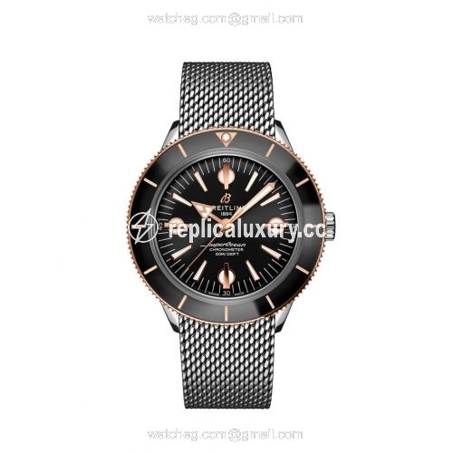 Breitling Superocean Heritage '57 Stainless Steel / Red Gold / Black / Mesh U10370121B1A1