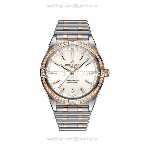 Breitling Chronomat Automatic 36 Stainless Steel / Red Gold - Diamond / White / Rouleaux U10380591A1U1