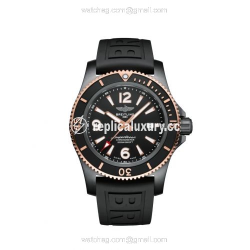 Breitling Superocean 46 Blacksteel / Red Gold / Black / Rubber U17368221B1S1