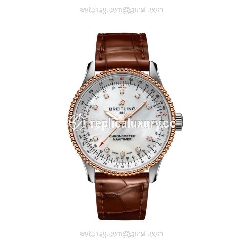 Breitling Navitimer 1 35 Automatic Stainless Steel / Red Gold / MOP / Croco / Folding U17395211A1P2