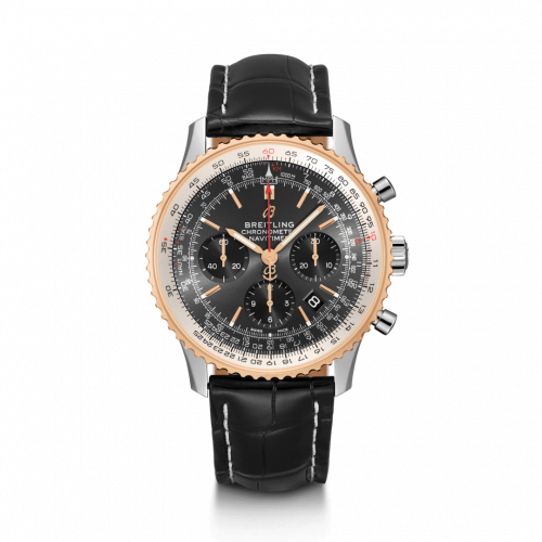 Breitling Navitimer 1 B01 Chronograph 43 Stainless Steel / Red Gold / Grey / Croco / Folding UB0121211F1P2