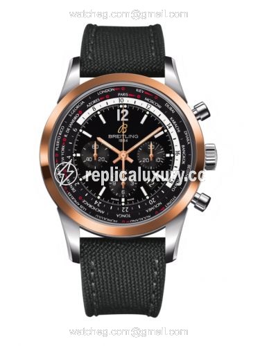 Breitling Transocean Chronograph Unitime Pilot Stainless Steel / Red Gold / Black / Military UB0510U4.BC26.100W
