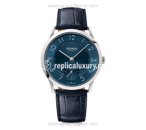 Hermes Slim d'Hermes GM Stainless Steel / Blue W043204WW00