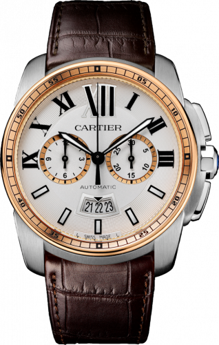 Cartier Calibre de Cartier Chronograph Stainless Steel / Pink Gold / Silver W7100043