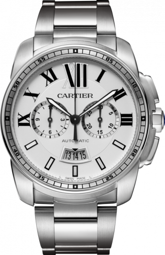 Cartier Calibre de Cartier Chronograph Stainless Steel / Silver / Bracelet W7100045