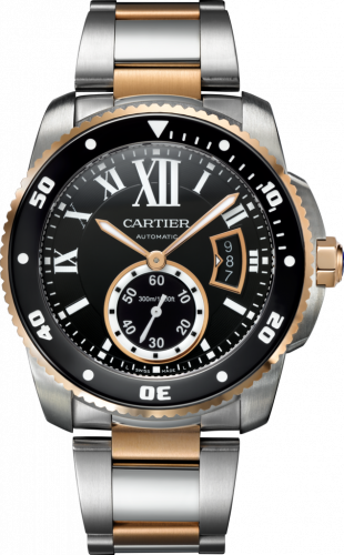 Cartier Calibre de Cartier Diver Stainless Steel / Pink Gold / Black / Bracelet W7100054