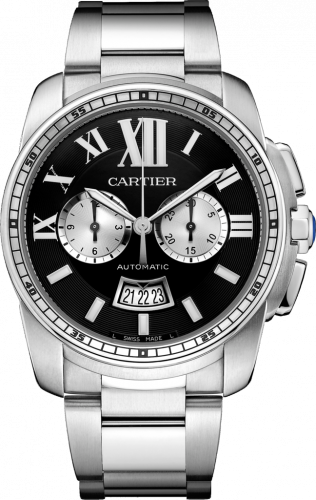 Cartier Calibre de Cartier Chronograph Stainless Steel / Black / Bracelet W7100061