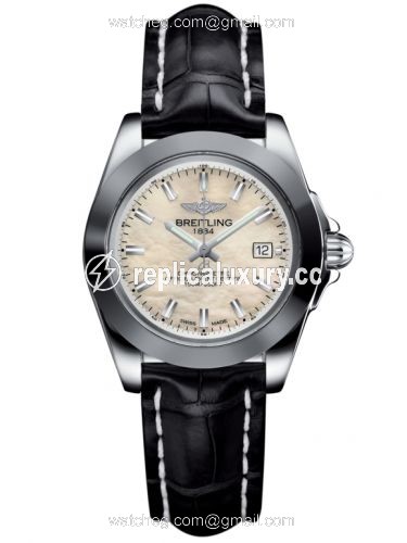 Breitling Galactic 32 Sleek Edition Stainless Steel / Pearl / Croco W7133012/A800/777P/A14BA.1