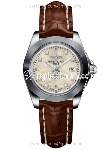 Breitling Galactic 32 Sleek Edition Stainless Steel / Pearl Diamond / Croco W7133012/A801/778P/A14BA.1