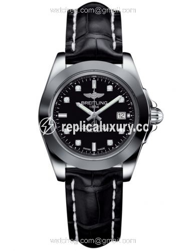 Breitling Galactic 32 Sleek Edition Stainless Steel / Trophy Black Diamond / Croco W7133012/BF63/777P/A14BA.1
