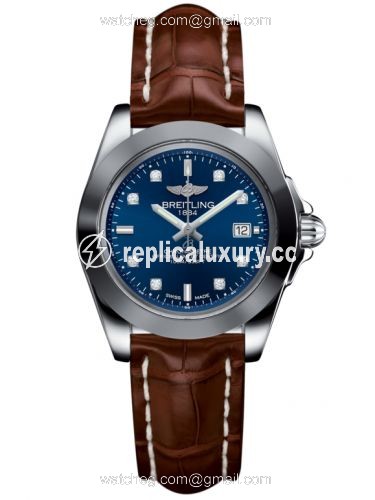 Breitling Galactic 32 Sleek Edition Stainless Steel / Horizon Blue Diamond / Croco W7133012/C966/778P/A14BA.1