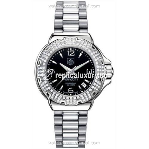 TAG Heuer Formula 1 Quartz 37 Stainless Steel / Diamond / Black / Bracelet WAC1214.BA0852