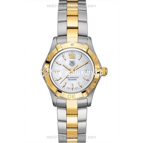 TAG Heuer Aquaracer 300M Quartz 27 Stainless Steel / Yellow Gold / MOP / Bracelet WAF1424.BB0825
