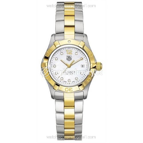 TAG Heuer Aquaracer 300M Quartz 27 Stainless Steel / Yellow Gold / MOP - Diamond / Bracelet WAF1425.BA0825