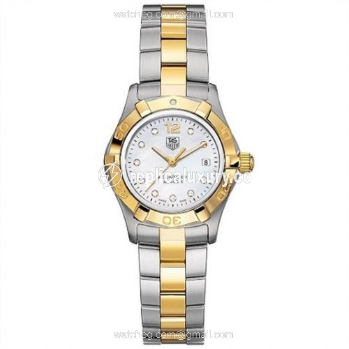 TAG Heuer Aquaracer 300M Quartz 27 Stainless Steel / Yellow Gold / MOP - Diamond / Bracelet WAF1425.BB0814