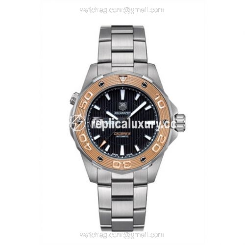 TAG Heuer Aquaracer 500M Calibre 5 43 Stainless Steel / Rose Gold / Black / Bracelet WAJ2150.BA0870