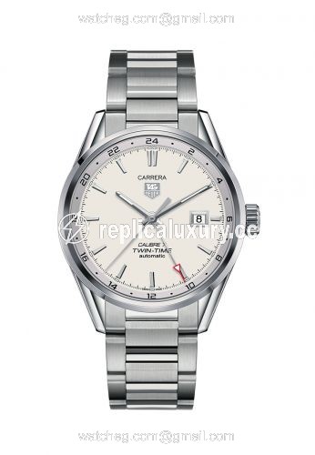 TAG Heuer Calibre 7 Twin Time Stainless Steel / Silver / Bracelet WAR2011.BA0723