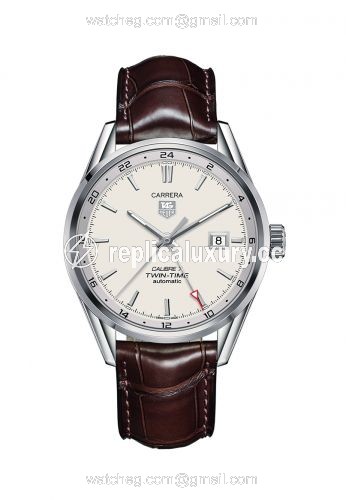 TAG Heuer Calibre 7 Twin Time Stainless Steel / Silver / Alligator WAR2011.FC6291