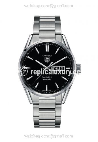 TAG Heuer Carrera Calibre 5 Day Date Stainless Steel / Black / Bracelet WAR201A.BA0723