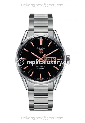 TAG Heuer Carrera Calibre 5 Day Date Stainless Steel / Black / Bracelet WAR201C.BA0723